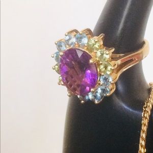 14kyg multi gemstone ring
